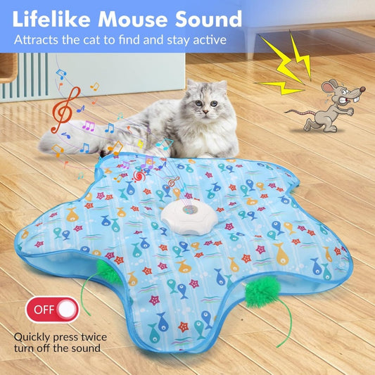 Hide and Seek Interactive Cat Toy - Motion-Activated Squeaky & Concealed Feathers