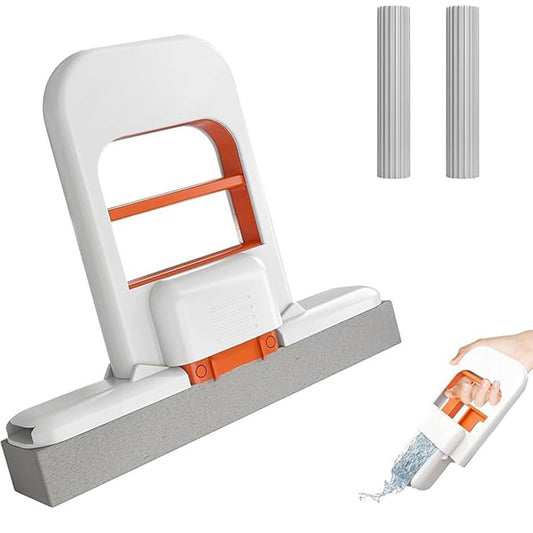 Mini Foldable Desktop Mop – Wet & Dry Portable Cleaning Tool (1 Pack + 2 Sponge Heads)