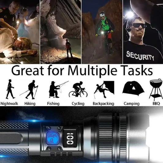 🔦 Digital Display Telescoping Zoom Flashlight