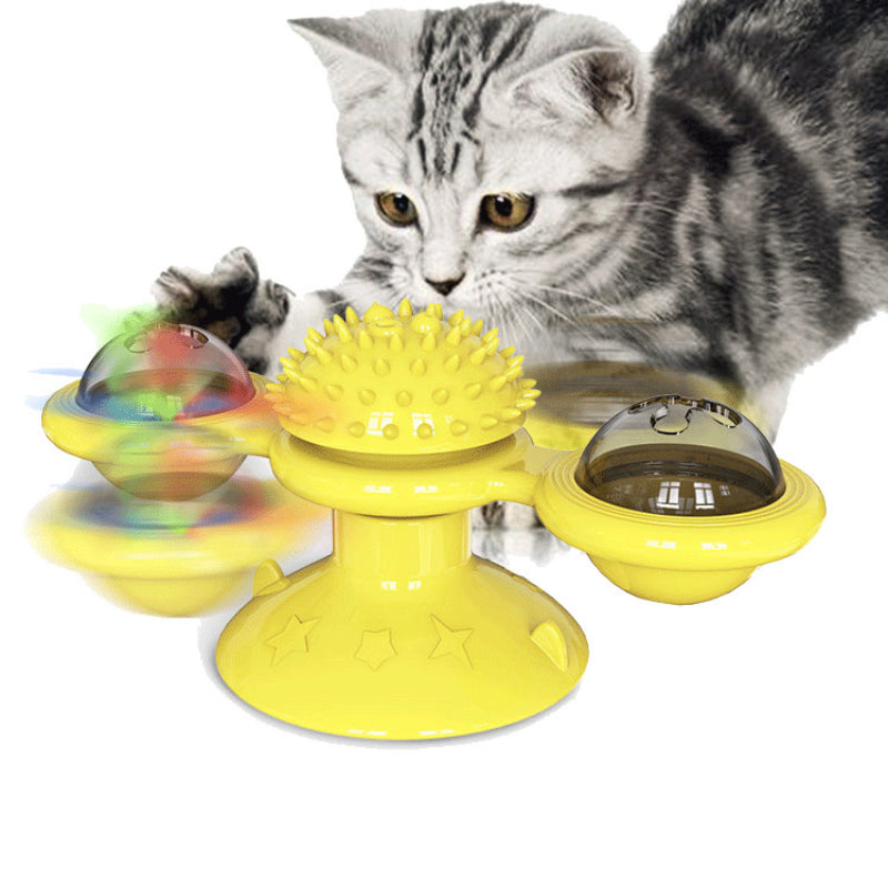Interactive Cat Windmill Toy – LED & Catnip Ball Spinner