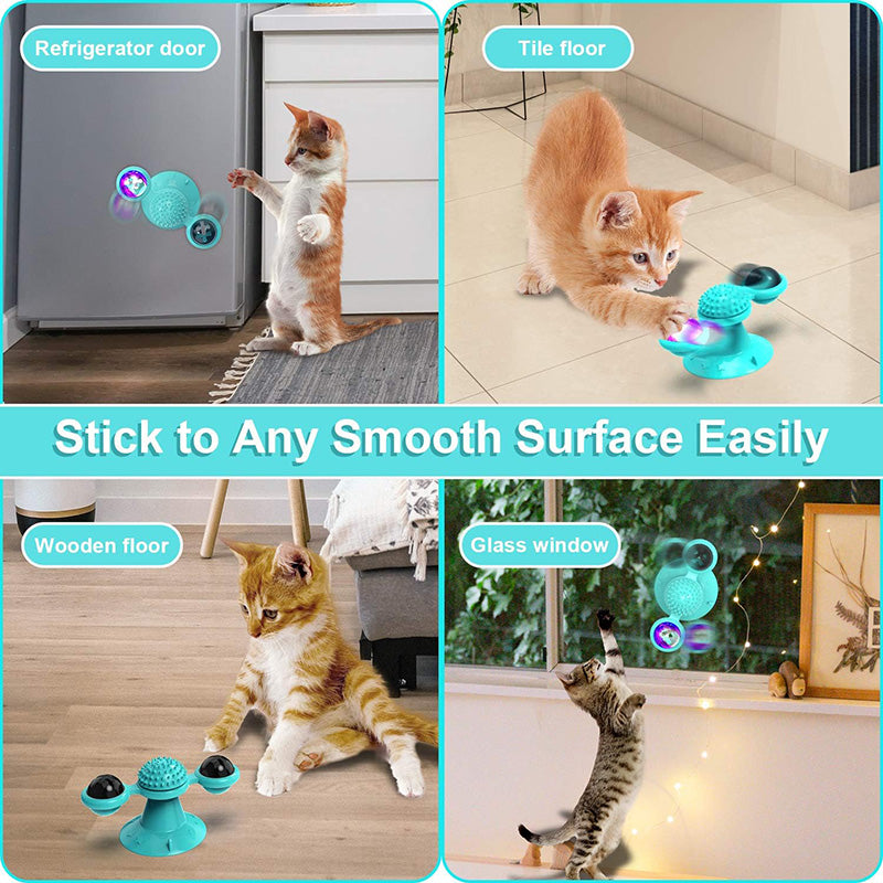 Interactive Cat Windmill Toy – LED & Catnip Ball Spinner