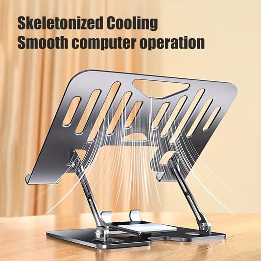 2-in-1 Adjustable Laptop Stand with Phone Holder - Ergonomic Carbon Steel Desk Riser
