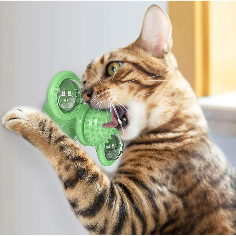 Interactive Cat Windmill Toy – LED & Catnip Ball Spinner