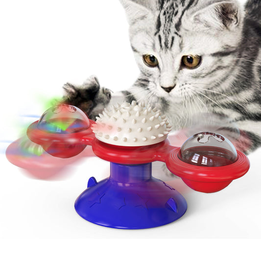 Interactive Cat Windmill Toy – LED & Catnip Ball Spinner