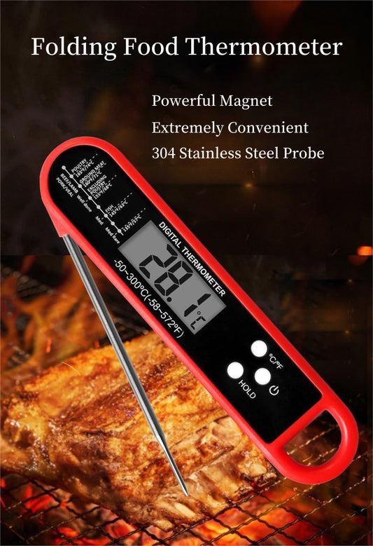 Folding Food Thermometer BBQ Meat Kitchen Thermometer, Baking Milk Water Thermometer(-50~300℃)