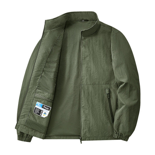 Men’s Lightweight Stand Collar Jacket – Casual Zip Outerwear