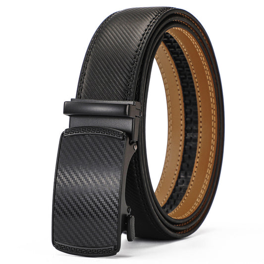 Men’s Leather Ratchet Belt with Automatic Adjustable Buckle