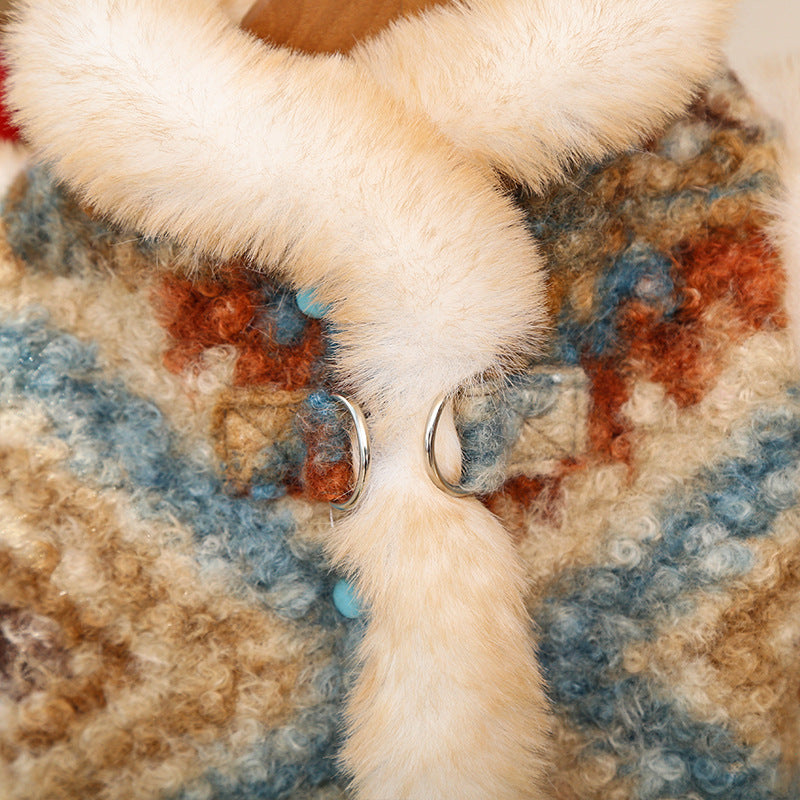 Winter Warm Pet Fair Isle Fleece Cardigan Vest - Dog Coat for Bichon/Teddy