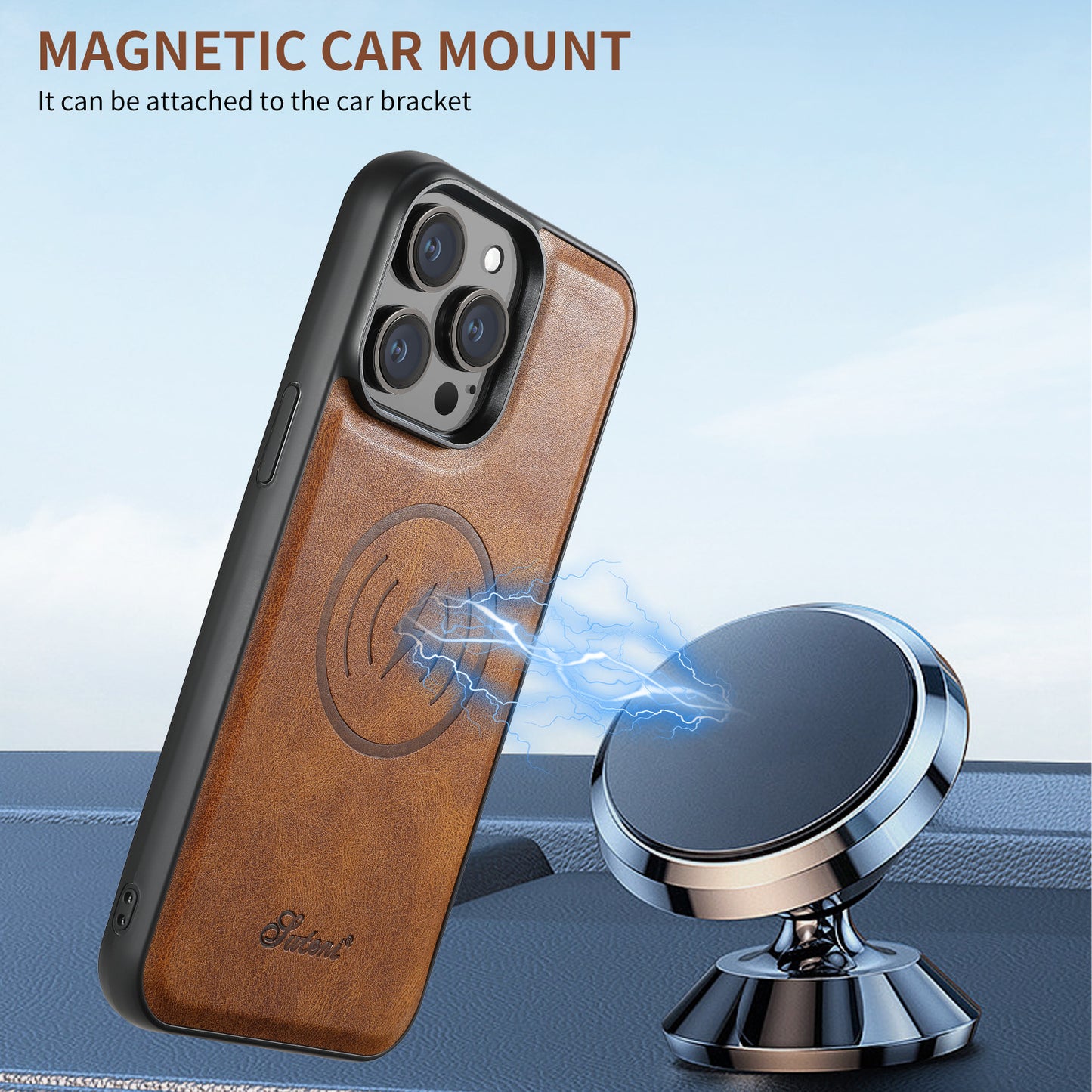 Suitable for iPhone 13/14/15/16 Series Magnetic Card Bag + Phone Case Support MagSafe Wireless Charging