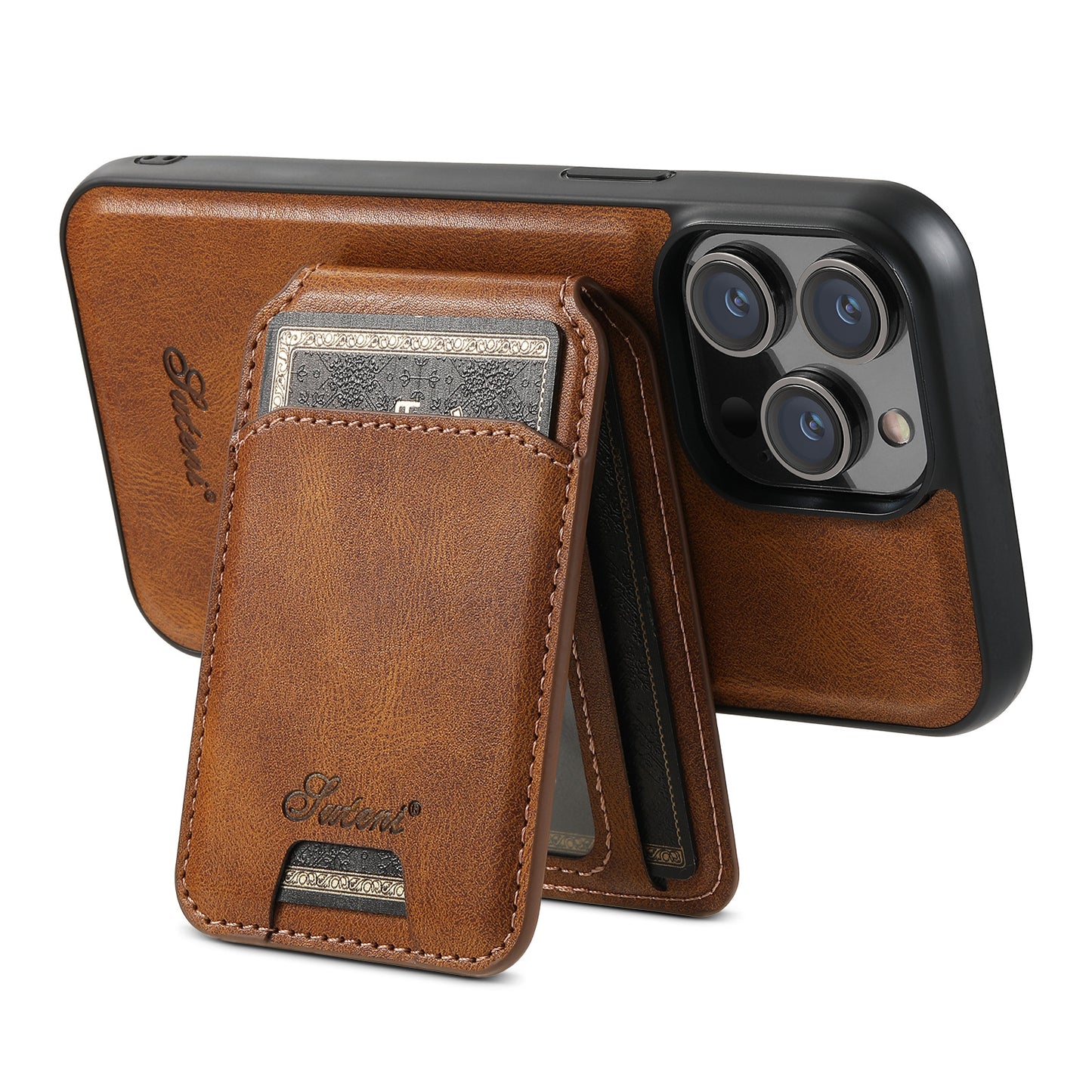 Suitable for iPhone 13/14/15/16 Series Magnetic Card Bag + Phone Case Support MagSafe Wireless Charging