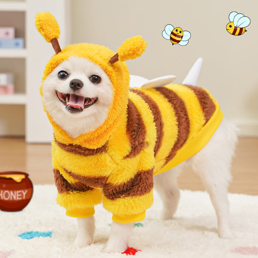 Cute Fluffy Bee Pet Costume - Warm Fleece Dog/Cat Outfit