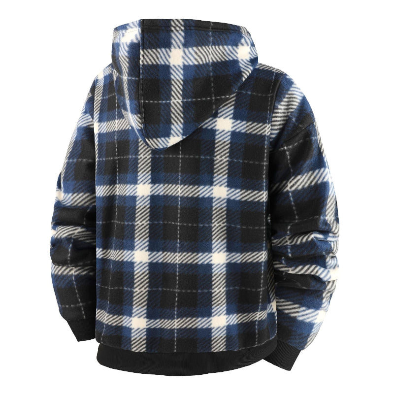 Men's Plaid Fleece-Lined Zip-Up Hoodie
