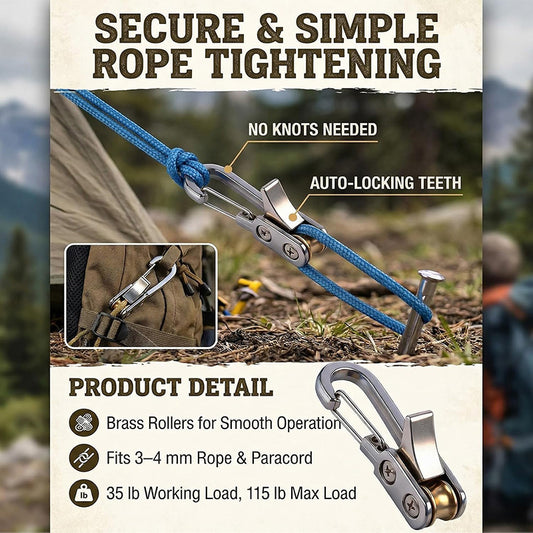 Self-Locking Camping Rope Tensioner Hook