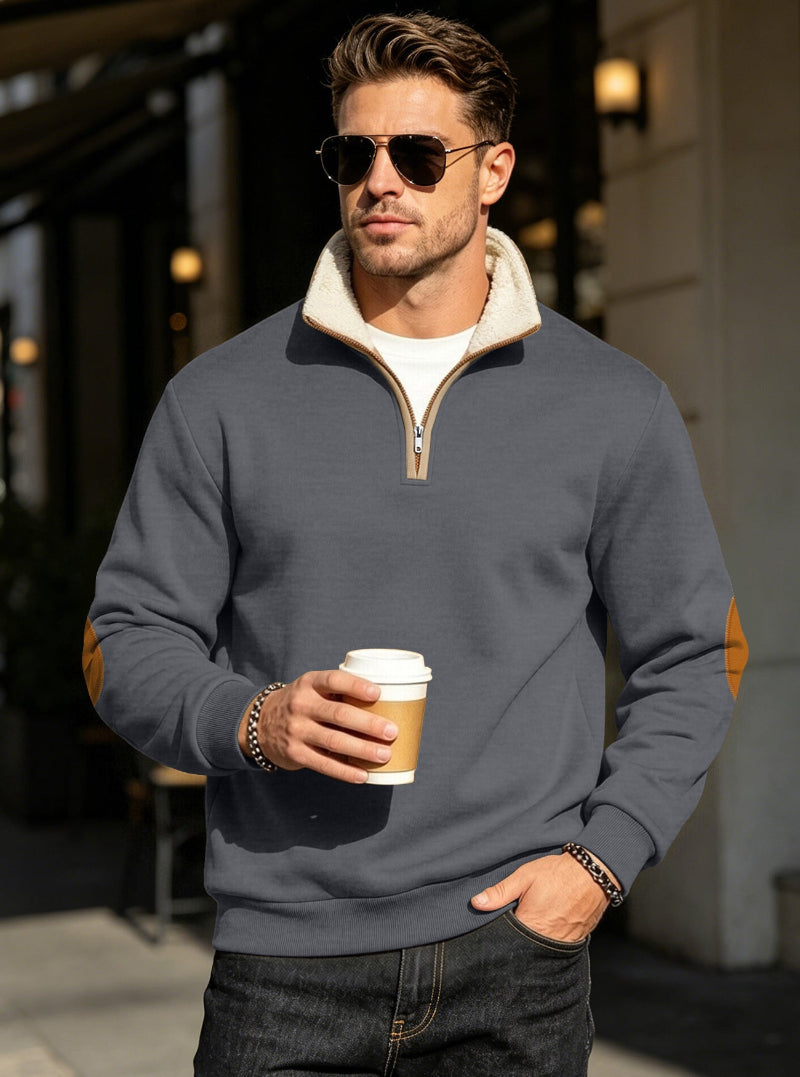 Men's Retro Contrast Quarter-Zip Sweatshirt