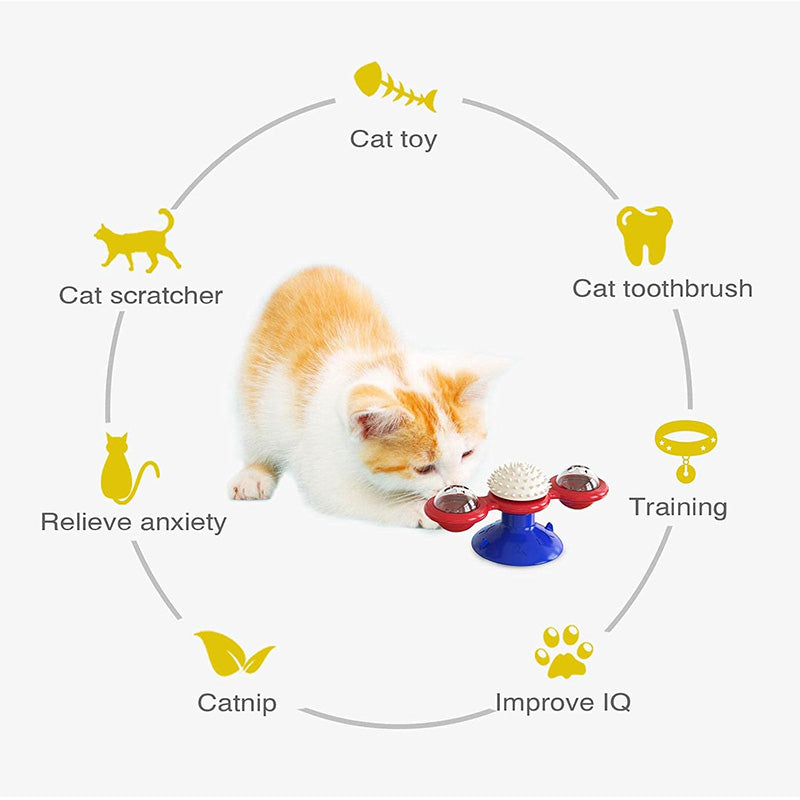 Interactive Cat Windmill Toy – LED & Catnip Ball Spinner