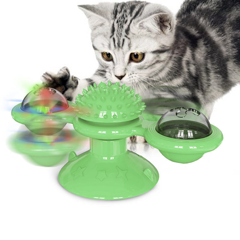 Interactive Cat Windmill Toy – LED & Catnip Ball Spinner