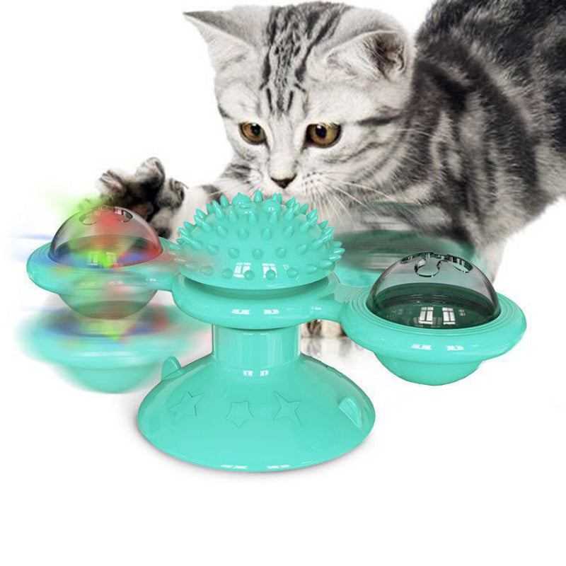 Interactive Cat Windmill Toy – LED & Catnip Ball Spinner