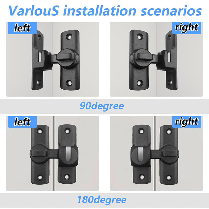90/180 Degree Flip Barn Door Lock-Heavy-Duty Privacy & Security Latch for Doors, Cabinets & Gates