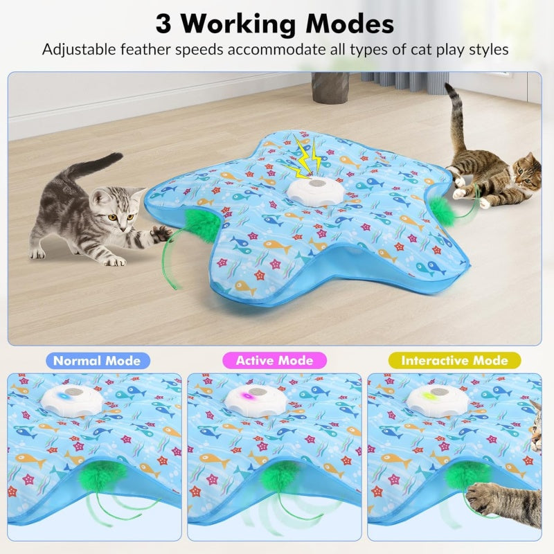 Hide and Seek Interactive Cat Toy - Motion-Activated Squeaky & Concealed Feathers