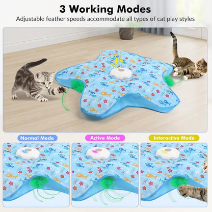 Hide and Seek Interactive Cat Toy - Motion-Activated Squeaky & Concealed Feathers