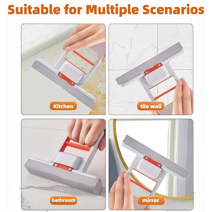 Mini Foldable Desktop Mop – Wet & Dry Portable Cleaning Tool (1 Pack + 2 Sponge Heads)