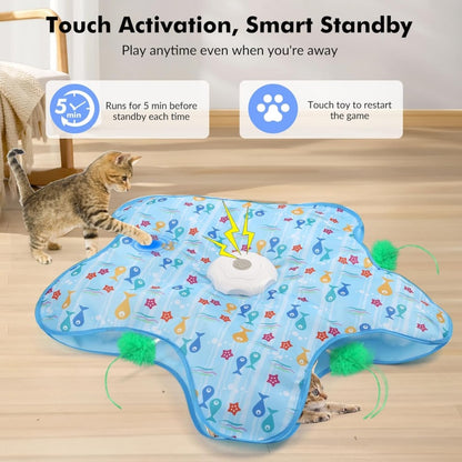 Hide and Seek Interactive Cat Toy - Motion-Activated Squeaky & Concealed Feathers
