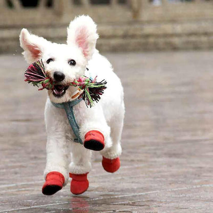 4PCS Plush Lined Dog Snow Boots-Warm, Secure & Winter-Ready Protection for Your Pet