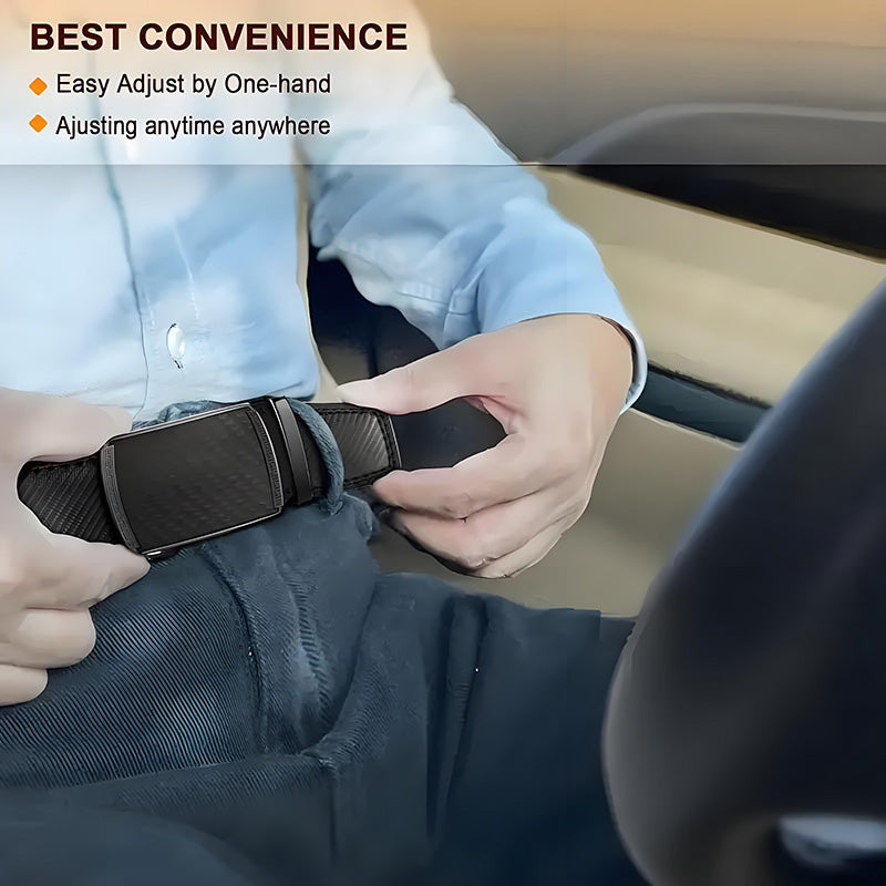Men’s Leather Ratchet Belt with Automatic Adjustable Buckle