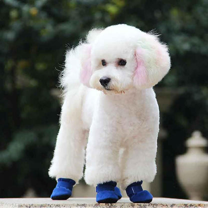 4PCS Plush Lined Dog Snow Boots-Warm, Secure & Winter-Ready Protection for Your Pet