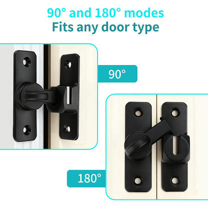 90/180 Degree Flip Barn Door Lock-Heavy-Duty Privacy & Security Latch for Doors, Cabinets & Gates