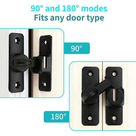 90/180 Degree Flip Barn Door Lock-Heavy-Duty Privacy & Security Latch for Doors, Cabinets & Gates