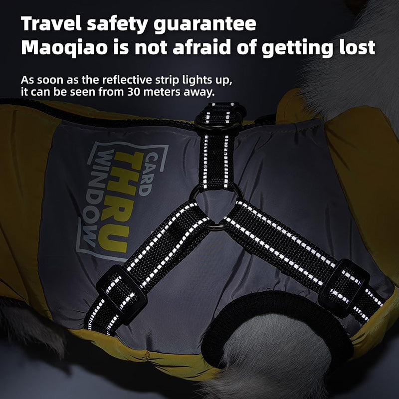 Graphene-Lined Dog Winter Vest – Waterproof, Lightweight & Adjustable Harness Design