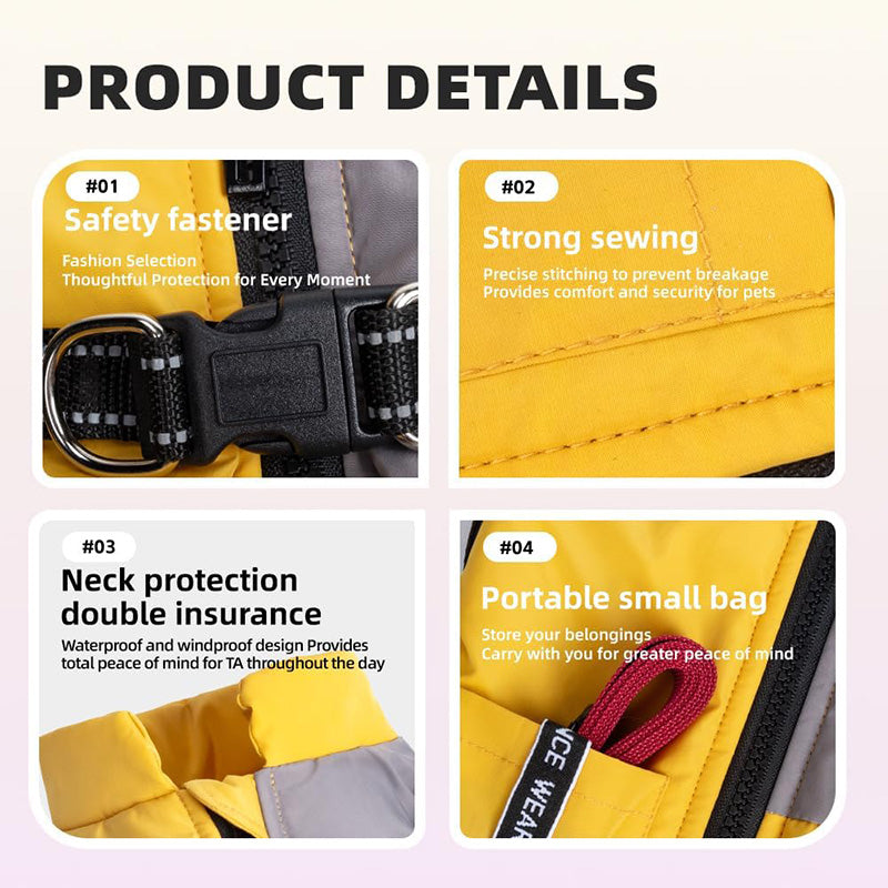 Graphene-Lined Dog Winter Vest – Waterproof, Lightweight & Adjustable Harness Design