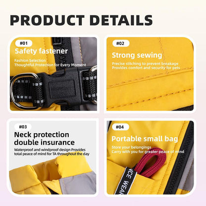 Graphene-Lined Dog Winter Vest – Waterproof, Lightweight & Adjustable Harness Design