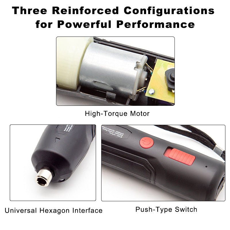 Handheld Li-Ion Pen-Style Electric Drill Set - Cordless Multifunctional Screwdriver Kit for Home Use