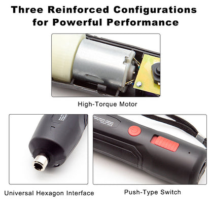 Handheld Li-Ion Pen-Style Electric Drill Set - Cordless Multifunctional Screwdriver Kit for Home Use