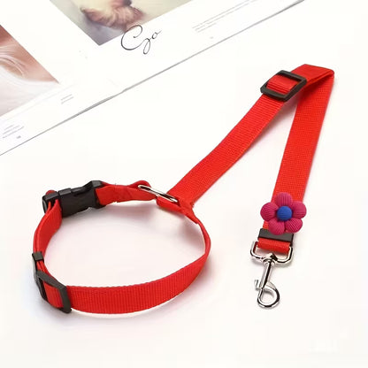 Retractable Pet Car Seat Belt - Flower Headrest Tether for Dogs & Cats