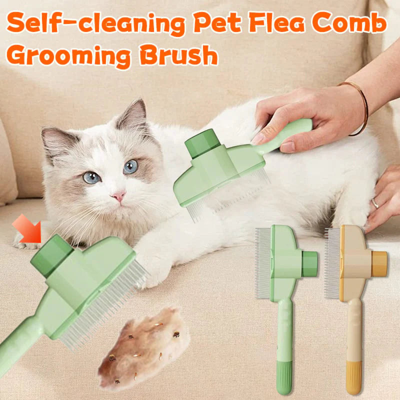 Self-Cleaning Pet Flea Comb & Grooming Brush