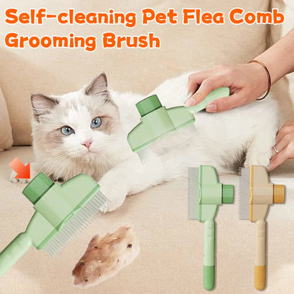 Self-Cleaning Pet Flea Comb & Grooming Brush
