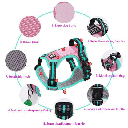 New Upgraded Reflective Soft Mesh Dog Harness - Step-in Anti-Slip Adjustable Padded for Outdoor Walking