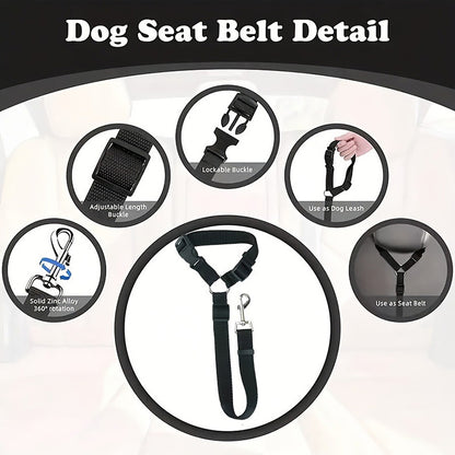 Retractable Pet Car Seat Belt - Flower Headrest Tether for Dogs & Cats
