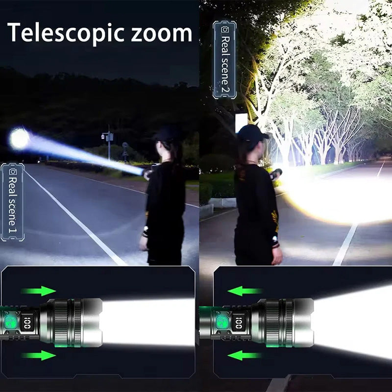 🔦 Digital Display Telescoping Zoom Flashlight