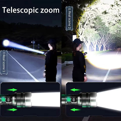 🔦 Digital Display Telescoping Zoom Flashlight