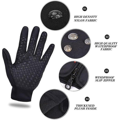 Winter Outdoor Gloves - Cycling/Skiing/Hiking, Warm Fleece, Water-Resistant, Upgraded 3-Finger Touchscreen