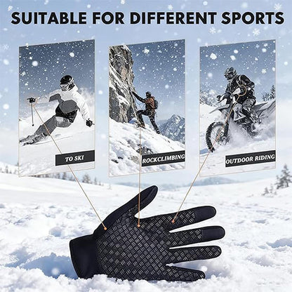 Winter Outdoor Gloves - Cycling/Skiing/Hiking, Warm Fleece, Water-Resistant, Upgraded 3-Finger Touchscreen