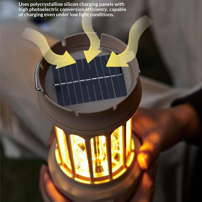 Vintage Retro LED Camping Lantern with Solar Panel & Dimmable Knob - COB Portable Tent Light