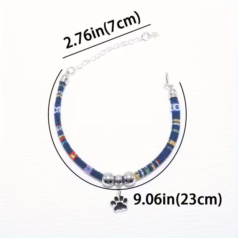 Stylish Pet Paw Collar for Cats & Dogs – Durable, Adjustable Design with Cute Black Paw Print Pendant