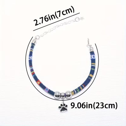 Stylish Pet Paw Collar for Cats & Dogs – Durable, Adjustable Design with Cute Black Paw Print Pendant