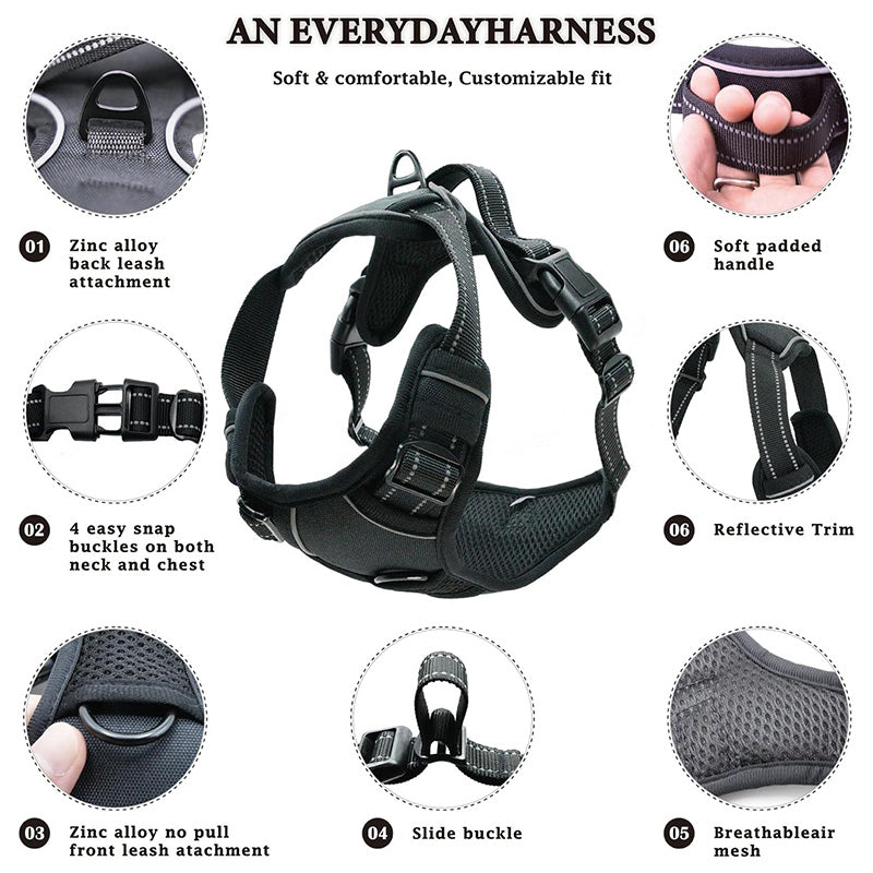 No Pull Dog Harness with  A Free Heavy Duty 5ft Dog Leash