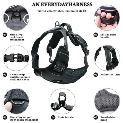 No Pull Dog Harness with  A Free Heavy Duty 5ft Dog Leash